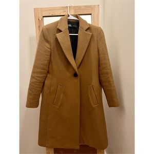 Zara women camel cotton coat
